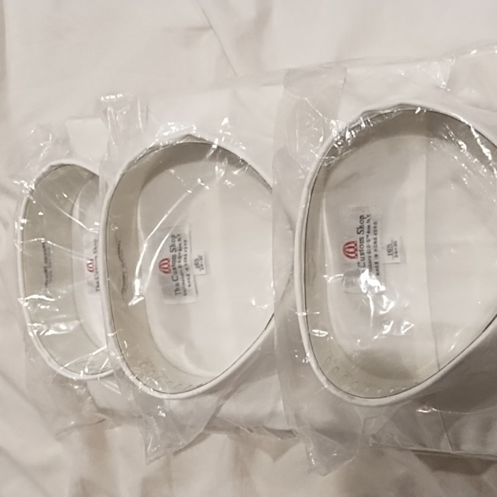 3 Custom Shop 100 percent pinpoint oxford white dress shirts. New in packages